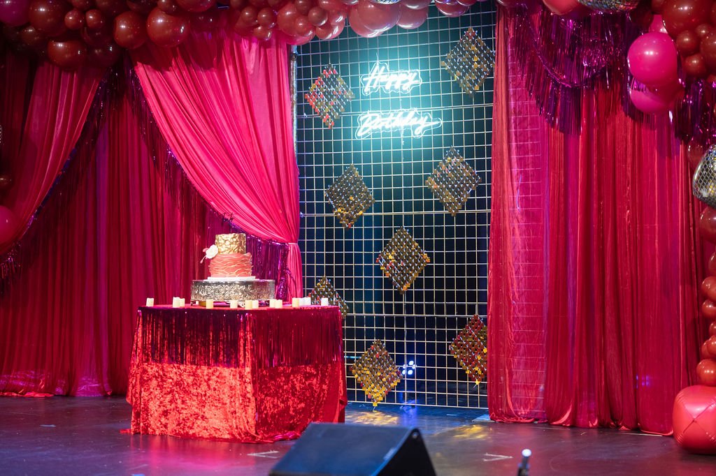 Disco ball event detail Pittsburgh — sparkling disco ball decor, luxury birthday party design